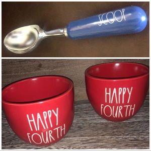 Rae Dunn Red Ice Cream Bowls Happy Fourth & Scoop